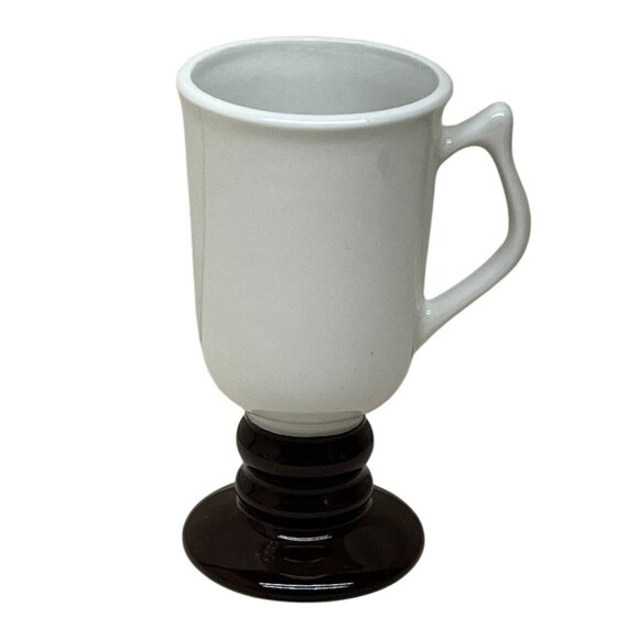 Four Hall Pottery Ivory Brown Irish Coffee Pedestal Mugs - Picture 3 of 8